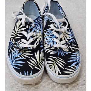 Vans Authentic Lo Pro Tropical Palm Leaf Black Blue Sneakers Womens 6 721356
